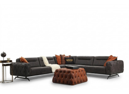 Wénkelcanapé Stoffsofa Wénkelsofa L-Form Couch Gro Sofa Polstersofa Miwwelen
