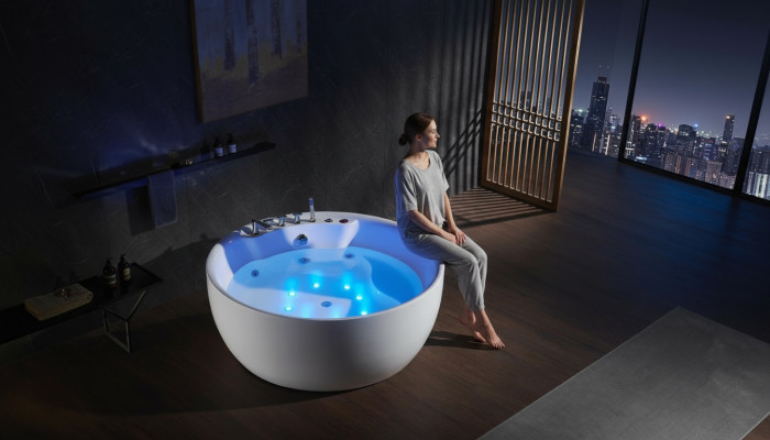 Ronn Badkader Whirlpool Wann LED Spruddel Wann Massage Design Wellness