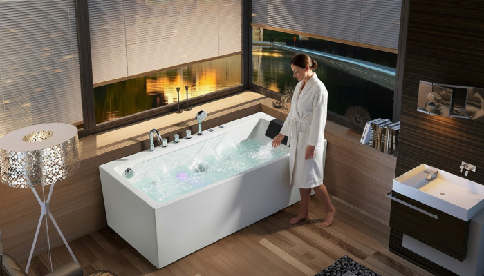 Whirlpool Buedbidden Spa Baden LED-Beliichtung Massagedüsen Spruddel