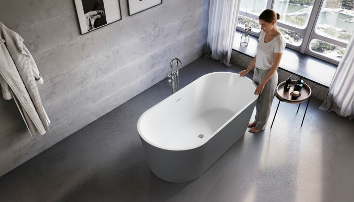 Wanne Buedzëmmer Acryl Buedwann Standbuedwann Fräistoehend Gro