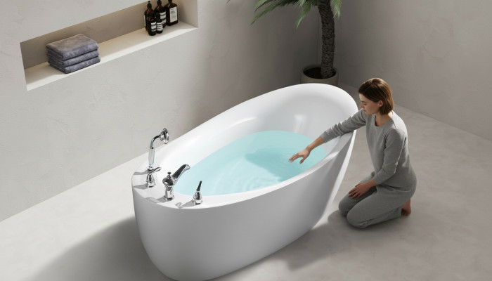 Badekummer Owal Buedbidden Fräistehend 160x80 Armaturen Komplett