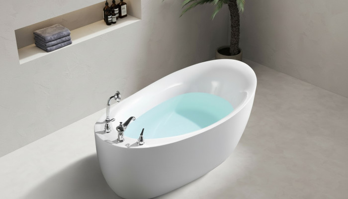Badekummer Owal Buedbidden Fräistehend 160x80 Armaturen Komplett