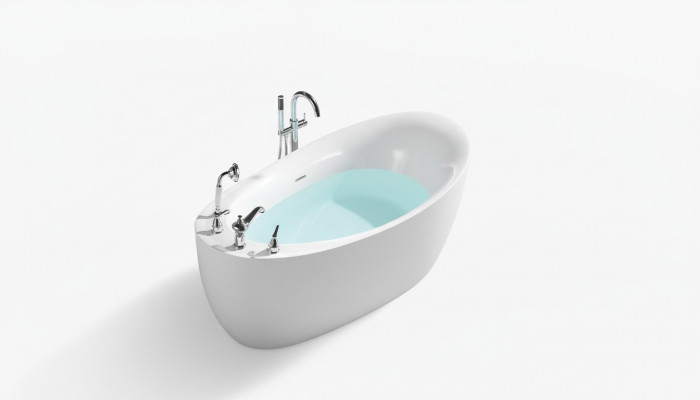 Badekummer Owal Buedbidden Fräistehend 160x80 Armaturen Komplett