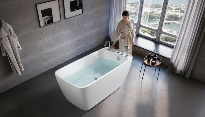 Wanne Buedzëmmer Acryl Buedbidde Wäiss Fräistoend Buedbidde Zäiteméisseg
