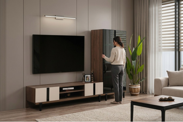 Designer Wunnzëmmer Garnitur Edel TV-Stänner Luxus Lowboard 2-deelzeg