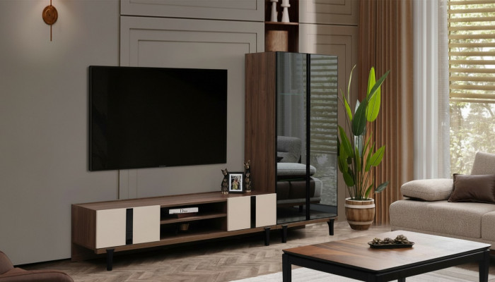Designer Wunnzëmmer Garnitur Edel TV-Stänner Luxus Lowboard 2-deelzeg