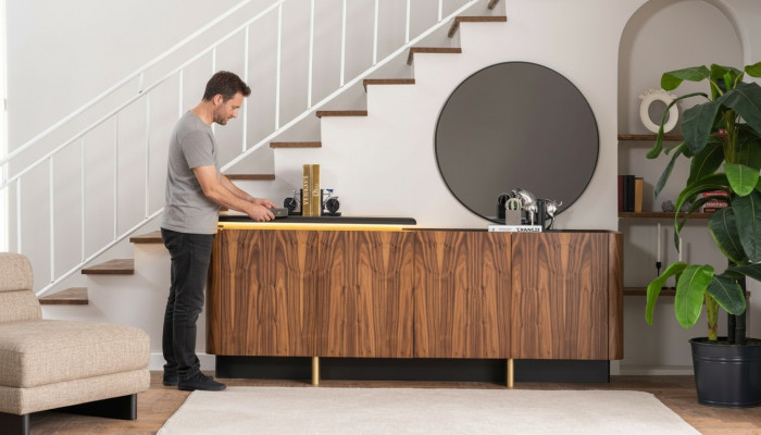 Anrichte Säitestack Schaf Holzkabinett Holz Braun Kommode Miwwelstécker