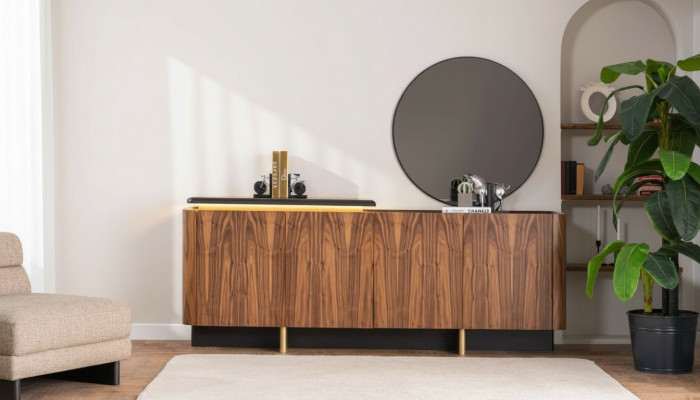 Anrichte Säitestack Schaf Holzkabinett Holz Braun Kommode Miwwelstécker