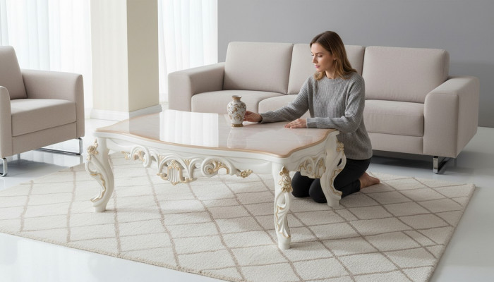 Couchtisch Dësch Designer Niewendësch 130x80 Couchtischen Dëscher Barock