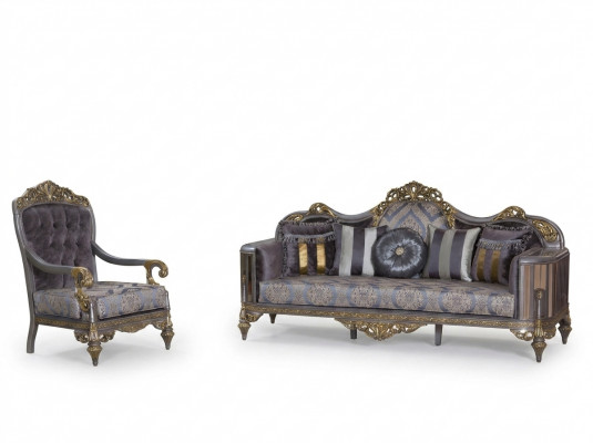 Chesterfield Sofa Set Lila Couchtisch Designer Grupp 3tlg. Wunnzëmmer