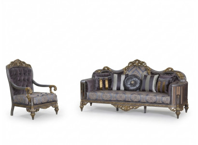 Chesterfield Sofa Set Lila Couchtisch Designer Grupp 3tlg. Wunnzëmmer