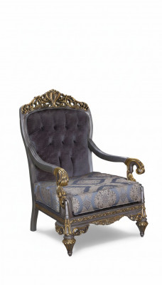 Elegante klassesch Sëtz mat dekorativen Musteren am Chesterfield-Design.