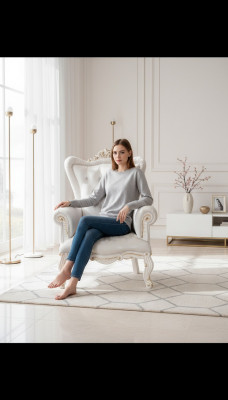 Fausstull Wäiss Wunnzëmmer Textil Design Chesterfield italienesche Stil
