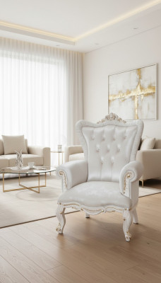 Fausstull Wäiss Wunnzëmmer Textil Design Chesterfield italienesche Stil