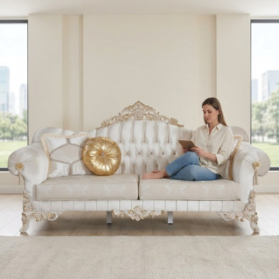 Canapé 3 Plätzer Polster Textil Stof Chesterfield Canapéen Dräiplätzer Nei