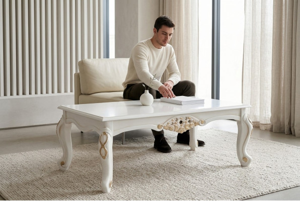 Canapé Dësch Luxus Dësch Wunnzëmmer Design Dëscher Rektangulär Wäiss