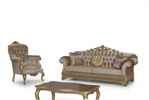 Design Chesterfield 3+1 Plaz Sofa Dëscht Stoff Couch Sëtz Polster Sofa Couchen