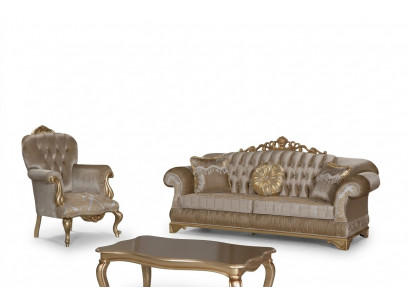 Design Chesterfield 3+1 Plaz Sofa Dëscht Stoff Couch Sëtz Polster Sofa Couchen