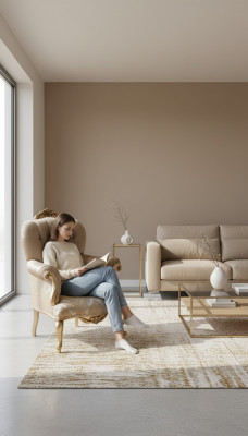 Klassesche Fauteuil mat beigem Dekor an Chesterfield-Design fir d'Wunnzëmmer