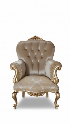 Klassesche Fauteuil mat beigem Dekor an Chesterfield-Design fir d'Wunnzëmmer