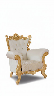 Chesterfield Fauteuil Wäiss Couch 1 Sëtz Holz Textil Couches Polster Nei