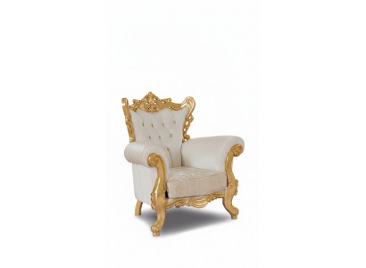 Chesterfield Fauteuil Wäiss Couch 1 Sëtz Holz Textil Couches Polster Nei