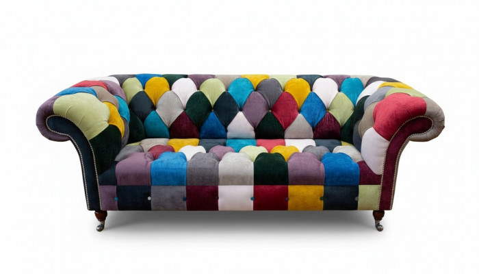 Chesterfield Sofa Polsterdesign Méifaarweg Sëtz Textil Couch Wunnzëmmer