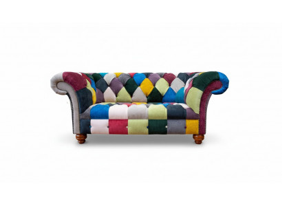 Sofa 2 Sëtzer Chesterfield Textil Couch Polster Design Luxus Meefaarweg