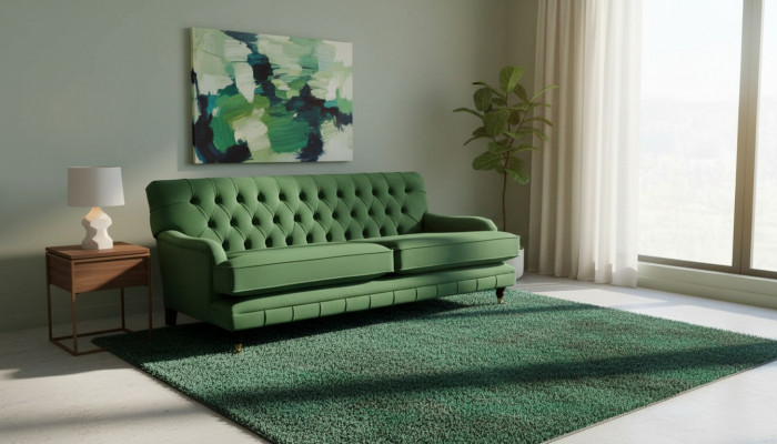 Chesterfield 3 Sëtzer Designer Sofa Canapé Polster Luxus Canapéen Textil