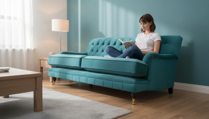 Designer Sofa 3 Sëtzer Chesterfield Canapé Polster Sëtz Dräisëtzer Textil