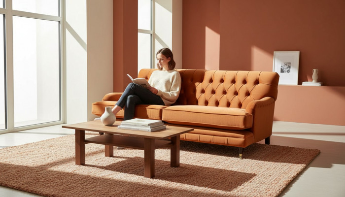 Chesterfield Design Luxus Polstersofa Couch Sëtz Garnitur Textil Nei