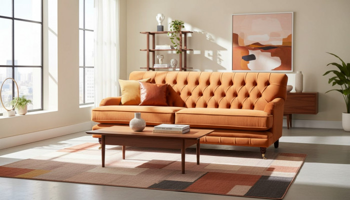 Chesterfield Design Luxus Polstersofa Couch Sëtz Garnitur Textil Nei