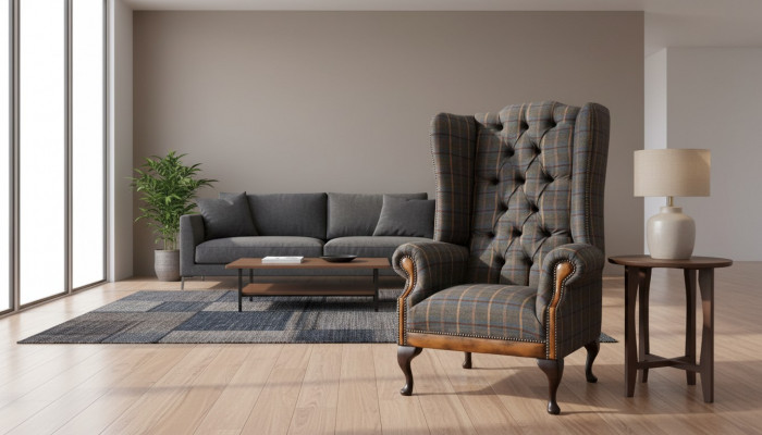 Chesterfield Fauteuil Canapé Polster 1-Sëtzer Textil Ouersessel Polster