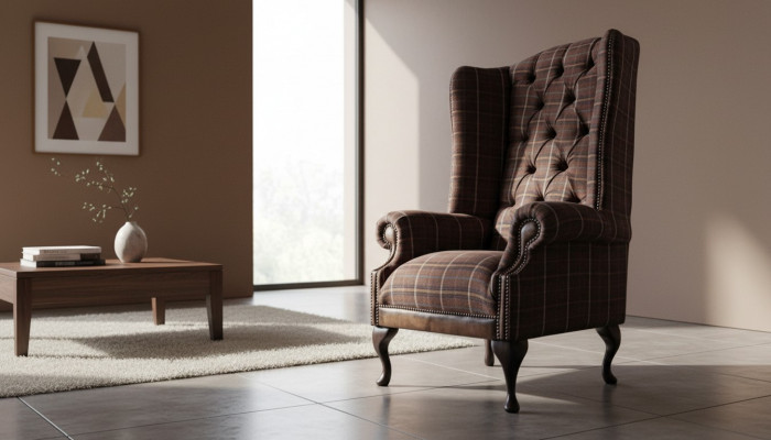 Chesterfield Design Sofa Fotell Couch Gepolsterten Ouerfotell 1 Sëtz Nei