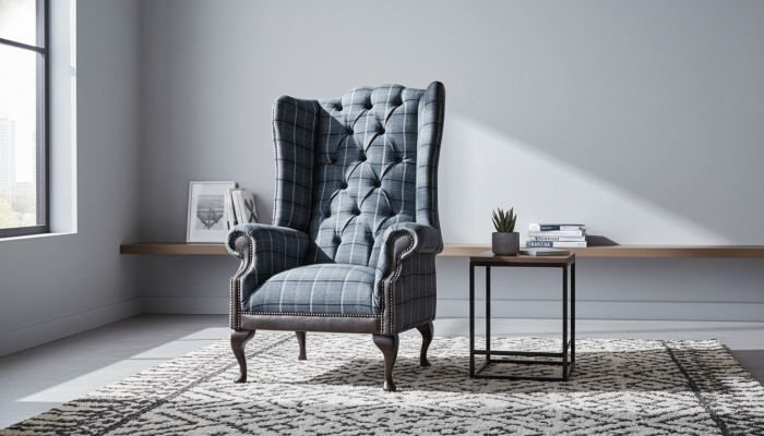 Ohrensessel Chesterfield Fauteuil Canapé 1 Plaz Sofa Textil Canapéë Stoff