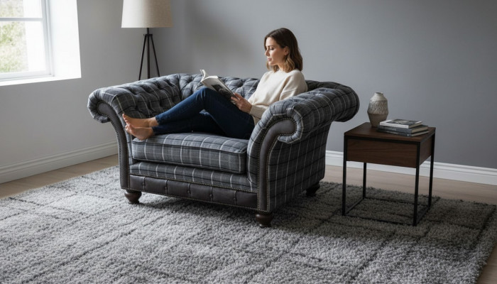 Chesterfield Fauteuil Canapé 1 Plaz Sofa Textil Stoff Couchen Polster Neu