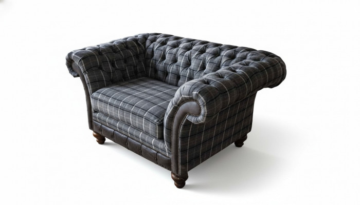Chesterfield Fauteuil Canapé 1 Plaz Sofa Textil Stoff Couchen Polster Neu