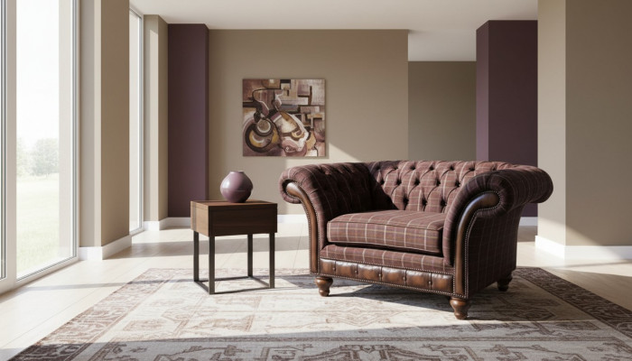 Chesterfield 1-Sëtzer Canapé Gestofféiert Sëtz Textil Stoff Canapéë Luxus Sofa