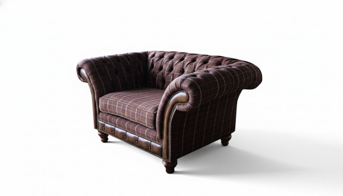 Chesterfield 1-Sëtzer Canapé Gestofféiert Sëtz Textil Stoff Canapéë Luxus Sofa