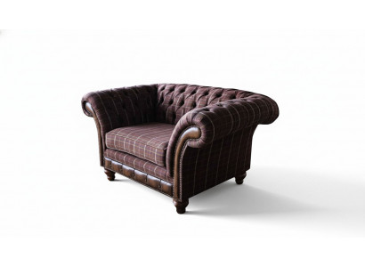 Chesterfield 1-Sëtzer Canapé Gestofféiert Sëtz Textil Stoff Canapéë Luxus Sofa