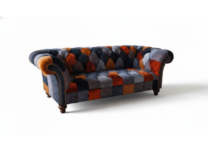 Chesterfield 3-Sëtz Sofa Couch Textil Samt Luxus Polstersëtzer Grouss Samt