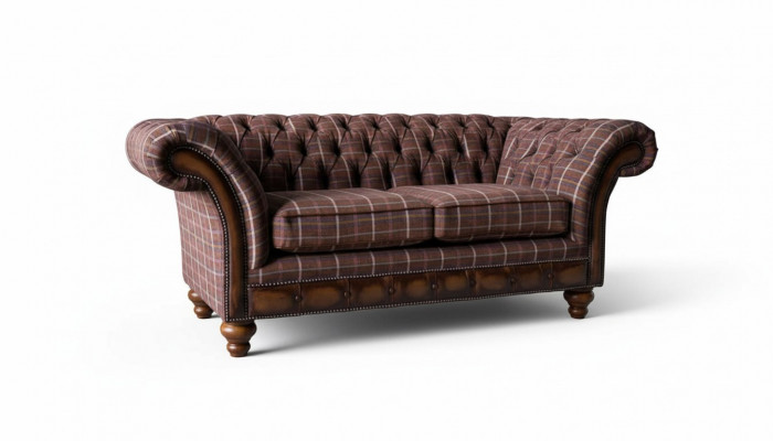 Chesterfield Zweisëtzer Miwwel 2 Sëtzer Canapé Couch Polster Lounge Couche.