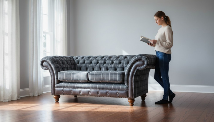 Design Chesterfield Textil Luxus 2-Sëtzer Stoff Canapé Polster Sofa Nei