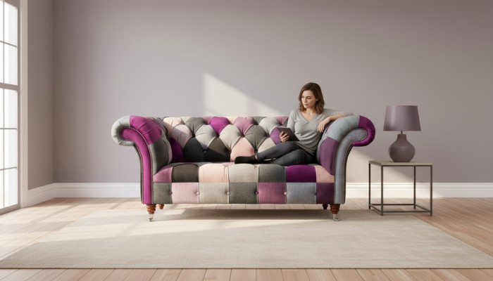 Chesterfield Stoffsofa Couch Polster Design 2-Sëtz Textil Sofas Gro