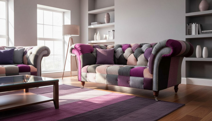 Chesterfield Stoffsofa Couch Polster Design 2-Sëtz Textil Sofas Gro