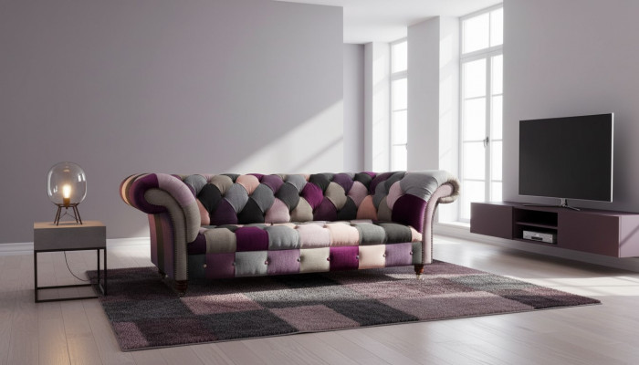Chesterfield Design Gepolstert Luxus Sëtz Sofa Canapé Gréng Textil 3 Sëtzer