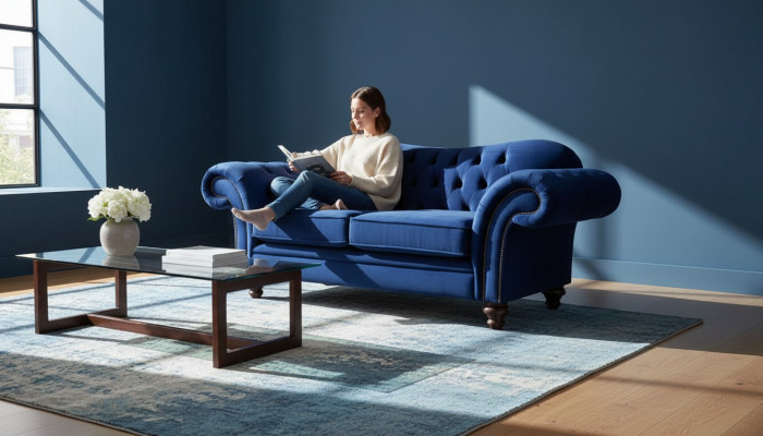 Sofaen Chesterfield Design Sofa 2-Sëtzer Couch Luxus Klassesch Textil