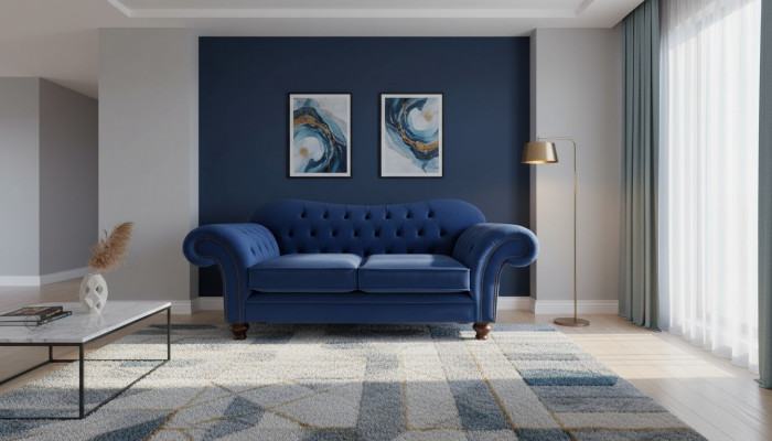 Sofaen Chesterfield Design Sofa 2-Sëtzer Couch Luxus Klassesch Textil