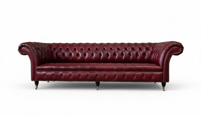 Modern Design Sofa 4-Sëtz Couch Luxus Klassesch Lieder Chesterfield Sofen
