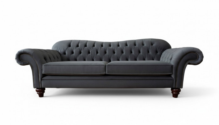 Chesterfield 3 Sëtzer Textil Design Sofa Canapé Polstersdaach Couchë Luxus